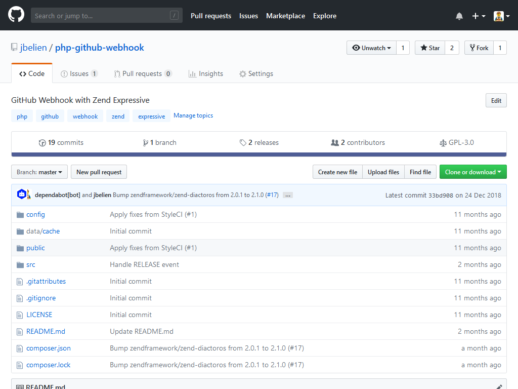 PHP GitHub Webhook